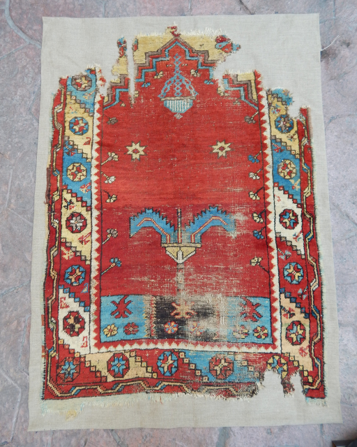 Antique Anatolian Konya Ladik Prayer Rug                           