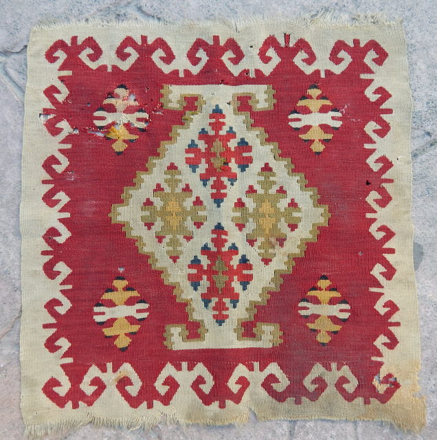 Antique Sarkoy kilim bag face
