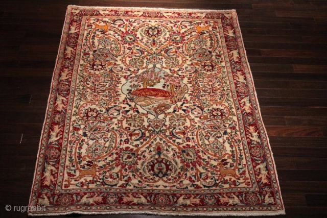 Unique semi antique artwork Persian Bijar handk-notted rug, pure wool + plant-based dyes 3.9 x 5.5" SKU No. 126-67
Excellent condition             
