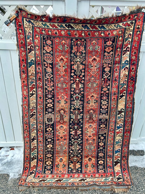 good looking south west persian 4' 3" x 6' 5" good pile some old small moth holes condition as shown no dry rot $485 plus shipping       