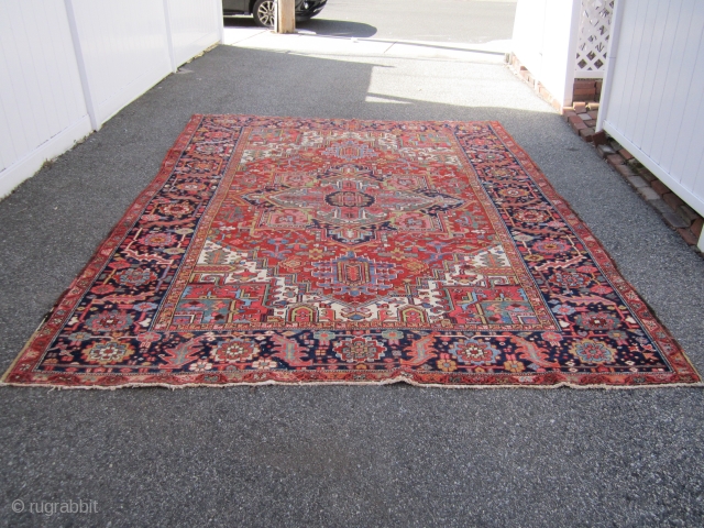 nice old heriz rug measuring 8' 10" x 11' 7" great colors very good condition some wear very clean 1375 plus shipping ON HOLD
ON SOLDDDDDDDDDDDDDDDDDDDDDDDDDDDDDDDD        