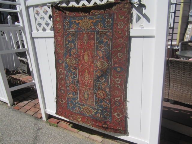 antique kurdish rug great border design ends issue solid rug nice colors no dry rot very respectful 41" x 60" SOLDDDDDDDDDDDDDDDDDDDDDDD            