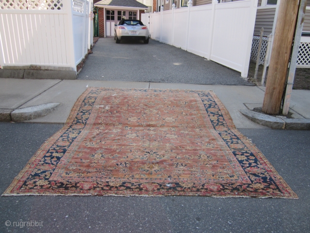 antique mahal rug 9'  x 11' 9" solid rug no dry rot no hole some old moth wear some loss to the ends great soft colors cheap money SOLDDDDDDDDDDDDDDDDDDDDDDDDD   