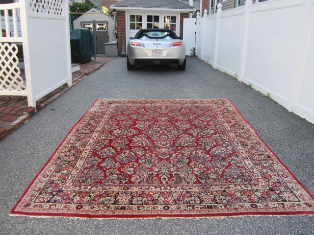 nice old persian sarouk great size 8' 2" x 10' 4" full pile no dry roots  nice colors 595 plus shipping great value SOLD THANKS       