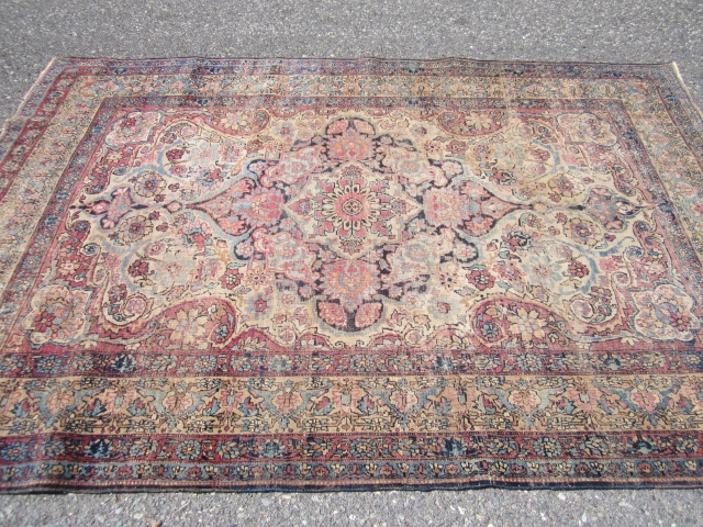 beautiful antique kermanshah ravar rug 4' 2" x 6' 3" solid thin rug no dry rot even wear great colors no holes great designer rug very fine weave 425.00 plus free shipping  ...