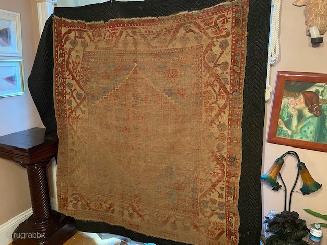 antique 1850 KULA rug 4' 10" x 5' 2" worn condition as shown any question feel free to ask clean rug very floppy. SOLDDDDDDDDDDDDDDDDDDDDDDDDDDDDDDDDDDDDDDDD         