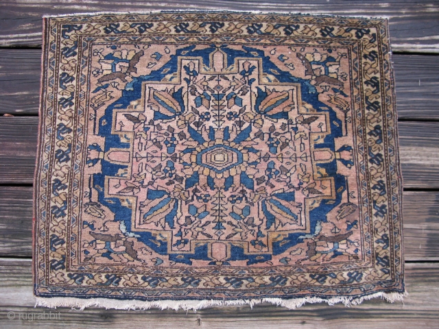 Antique Persian Sarouk rug, finely hand knotted wool, Iran, the design is very complex and as beautiful as a stained glass window, most dealers would call this rug Sarouk Farahan, however, it  ...