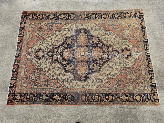 Antique Persian Malayer rug, hand knotted wool, Iran, ca. 1880, the approximate size is 51x69in, when I first saw this rug I thought it was a Faraghan Sarouk, but...it is woven with  ...