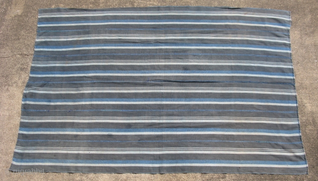 Vintage African indigo cloth, hand woven cotton, Mossi People, Burkina Faso, this is not mud cloth, the cotton fiber is dyed first, and woven by hand into small strips that are then  ...