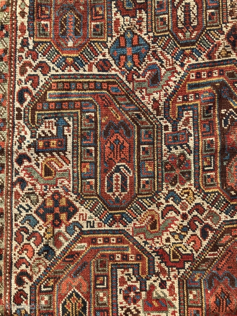 19 century colorfully Khamseh rug approximately 5ft x 6ft                        