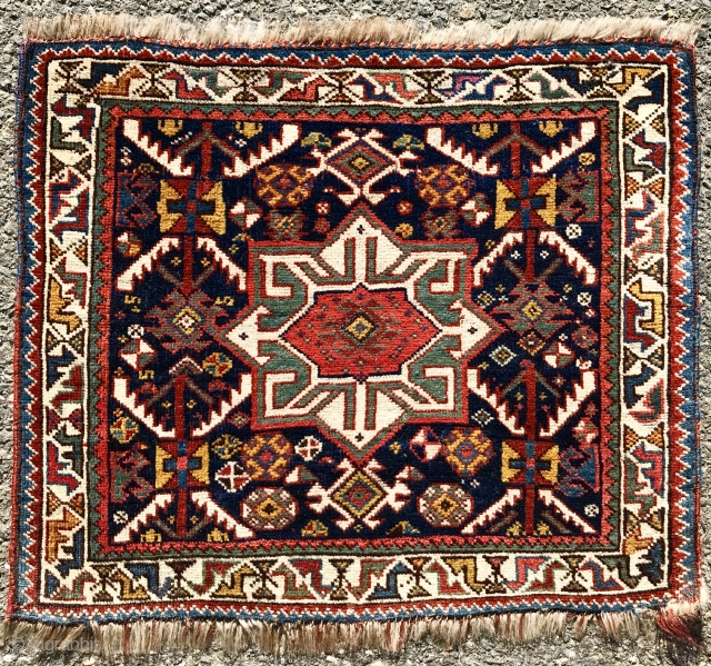 Unusual 1880s Khamseh pile bag face with some Silk pile. 
The size is: 20” x 26”  ( 51 x 62cm )           