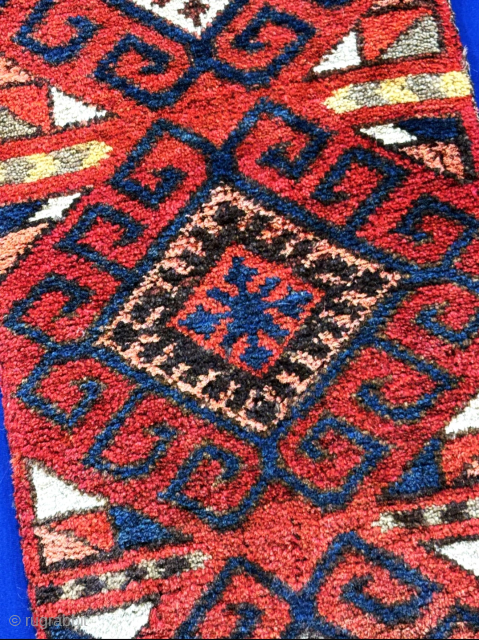 Turkmenistan Karakalpak Amudarya tribal wool napramash fragment. Full pile survived in great condition. Natural colors from vegetable dyes. 34.5'' x 11'' - ''87 cm x 28 cm'' turkmansilver@gmail.com.     