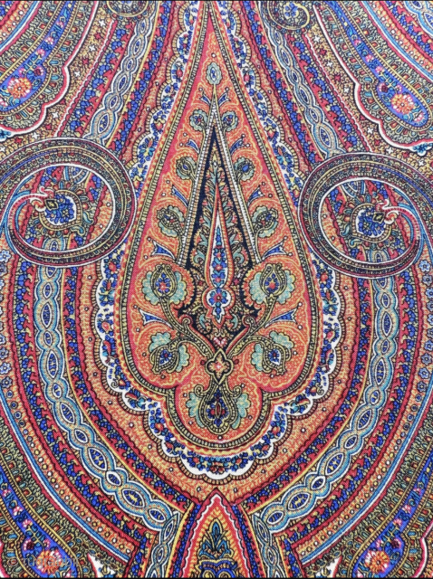 Antique İndia Kashmir block printed fragment & hanging. İnteresting blossoms with scrolls in almost lattice format. Survived in great condition with saturated organic looking colors. Size : 39.5'' x 47'' - ''115  ...