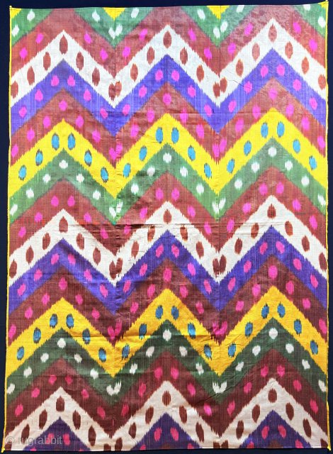 Tajikistan silk adras ikat panel. Amazing saturated colors from natural dyes. İt is in great condition. (63'' x 45'') - (''160 cm x 115 cm''). turkmansilver@gmail.com.