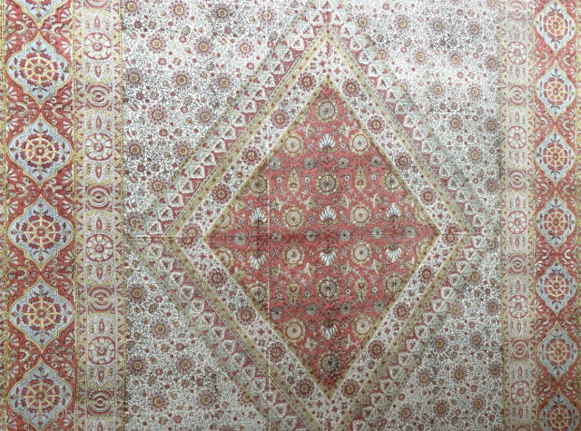 İndia - Gujarat block printed hand loomed hanging & door curtain with talisman writing on borders. Colors are superb natural dyes and amazing fine workmanship on a very fine handloomed cotton. İt ...