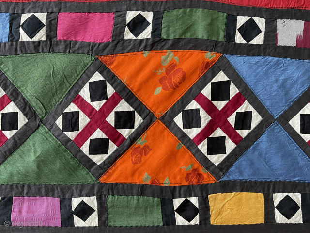 Traditional Uzbekistan Zerduvar Pathwork Wall Hanging Decoration & Yurt Hanging Fragment. İt is Silk Velvet and Cotton Embroidered on Cotton. Good Condition.  Size - ''435 cm x 43 cm'' turkmansilver@gmail.com  