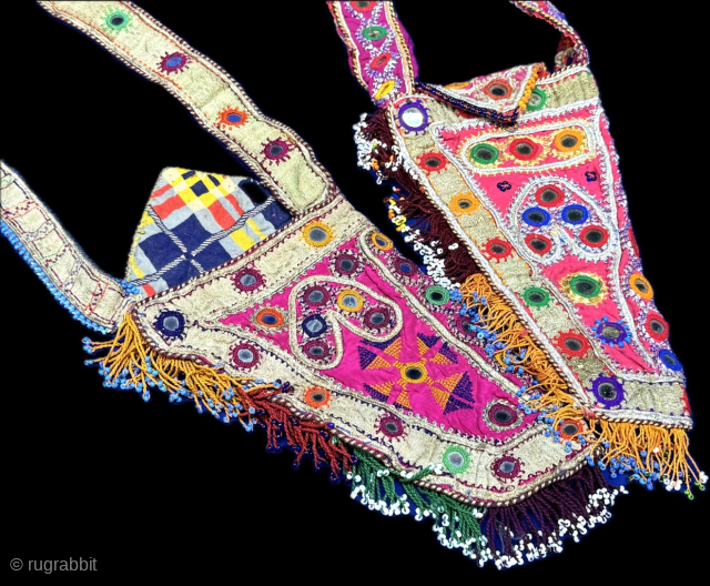 Central Asia Afghanistan - Pashtun Tribal silk and metallic embroidered pistol cases decorated with glass and beads. #1 - ( 8'' x 5'' x 36'') x (''20 cm x 13 cm'' x ...