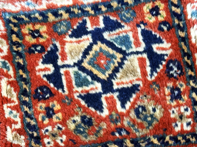 Antique Qashkai Gabbeh all fine wool mini torba and bag. Full pile with amazing wool in the style of Gabbeh. Saturated natural colors form vegetable dyes with original backing. Size - 8.5''  ...