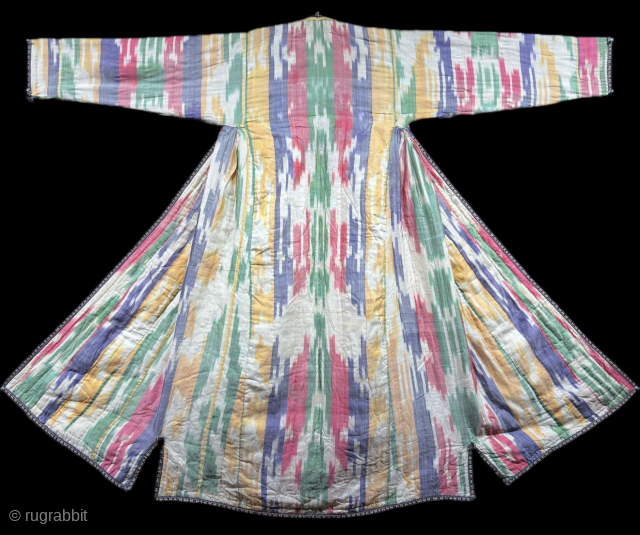 Antique Tajikistan Shoi silk ikat chapan & coat. Size - 61'' x 51'' x 19.5'' - Arm to arm : ''155 cm x Height : 130 cm x Armpit : 50 cm''  ...