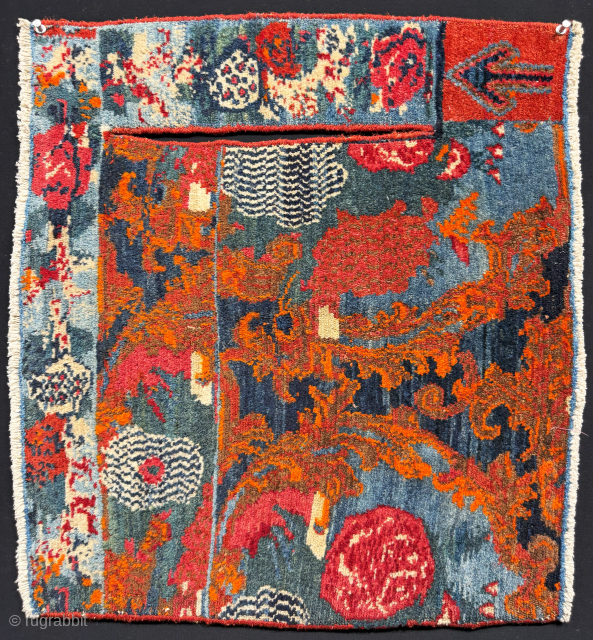 East - Turkey - Kars - Kurdish saddle cover wool on cotton, fine weave, Gul Frank design with mostly natural colors. Circa - 1930 - 1940s. İt is in good condition. Size  ...