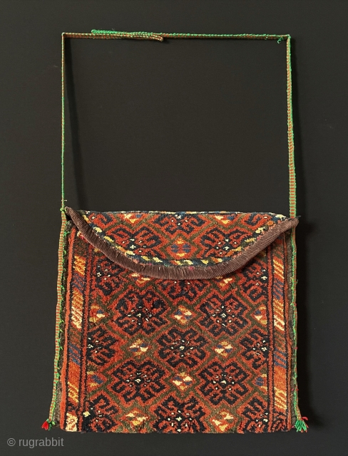 Antique Afghanistan Tribal Wool Shoulder Bag All Natural Colors. Size - Lenght : 85 cm with the hanger - Height : 38 cm - Width : 42 cm.     