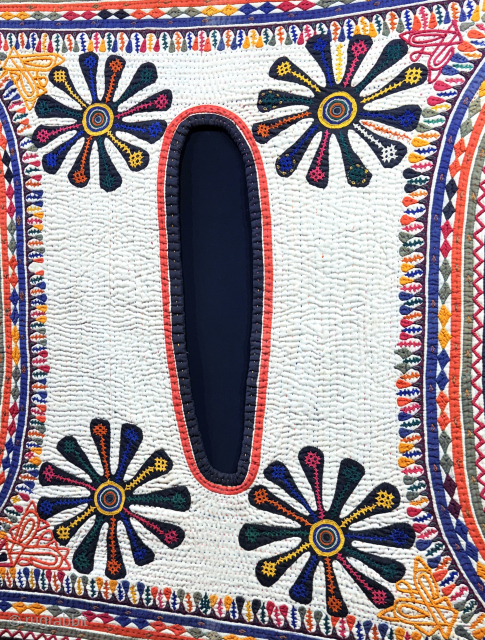 İndia block printed and quilted ceremonial YAK or Camel saddle cover. Size : 71'' x 51'' - 180 cm x 130 cm'' turkmansilver@gmail.com.          