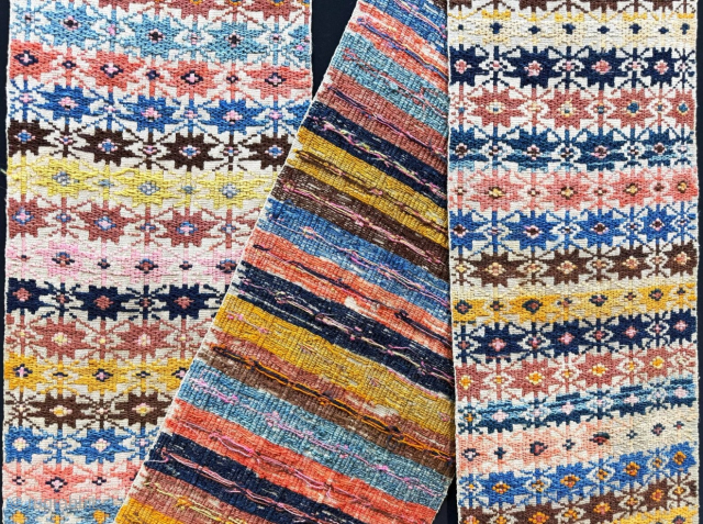 Azerbaijan Tribal sumak woven panel. A rare survived mix technique sumac woven panel. Amazing saturated colors with natural patina showing its age and beauty. Size - 52'' x 14'' x 2'' -  ...