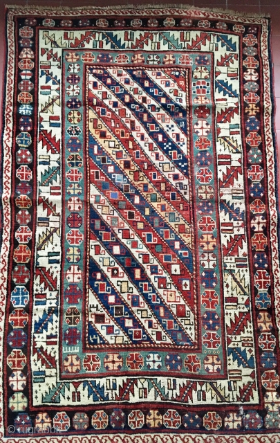 Nice Gendje rug. Great antique weaving from rural Caucasus.                        