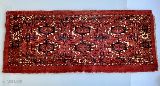 Unusual Tekke six Gul Torba with natural dyes and extremly rare design. Nice big size: 123 cm x 52 cm.             