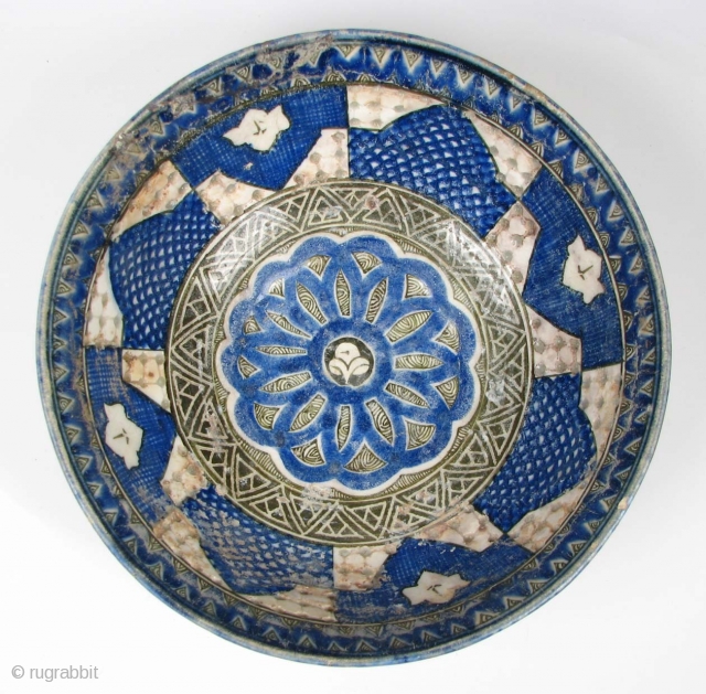  ISL0132 Persian Safavid Period Pierced Ceramic Bowl, 17th/18th Century, 7" x 3.25",  Some restoration                 
