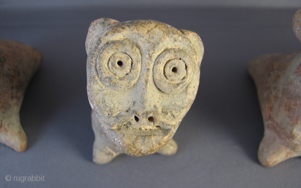 Group of eight Central Asian "khushtak" clay whistles.  These were traditionally blown by children during the holiday of Nauruz.  They were collected in Northern Afghanistan and appear to be older  ...