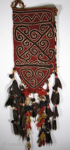 Central Asian Felt Bag, Wool Embroidery on Felt, 41" x 11.5" with tassels

These are probably Central Asian Arab.               