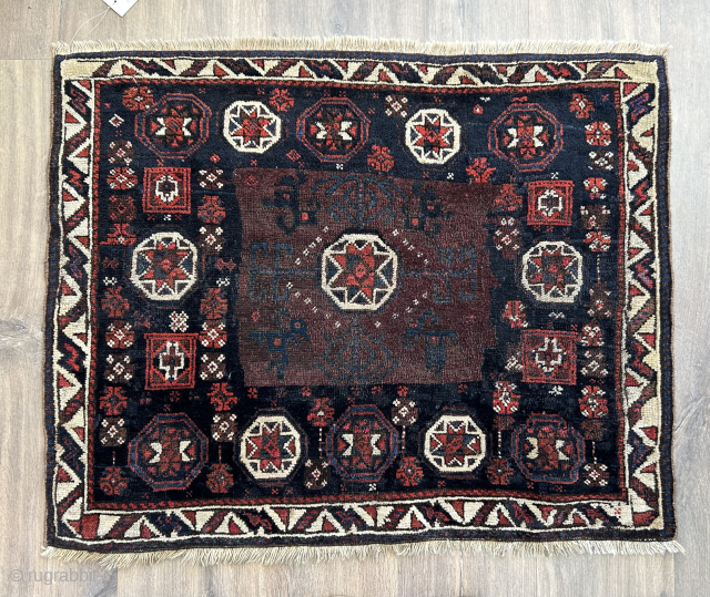 Early Baluch bagface with “ box” border mid 19 c or before.  There is an example of this type in the V&A museum London purchased in the 1876 as antique.   ...