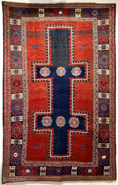 Beautiful antique kazak possibly a Talish ca 1880 excellent condition great wool and natural dyes 
Size 232 x 147 ask for more pics          