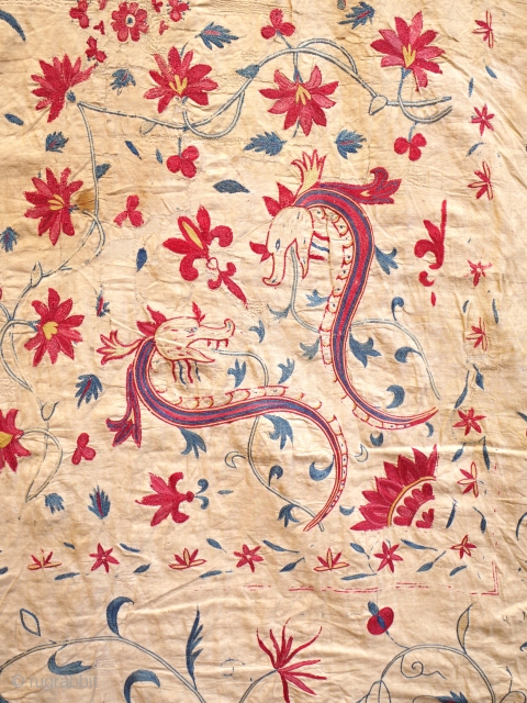 complete Moghul summer carpet ca 1750 with serpents (corner detail)                       