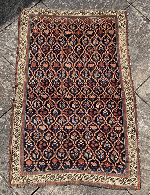  here is a lovely early 19 c shirvan rug around 200 years old.  Size 153 x 102 cm.  Beautiful floral lattice design very fine field is in pretty good  ...