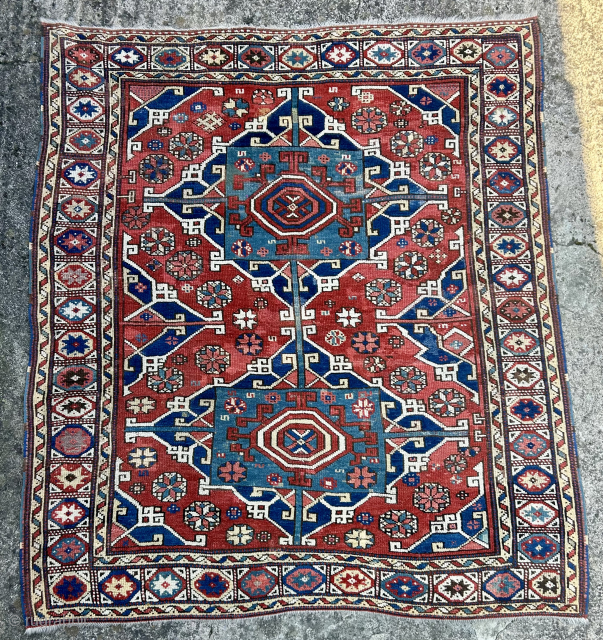  nice antique Turkish Bergama rug from the 3 rd qtr of the 19 c.  Classical design it has good quality old repairs including to ends and sides that have slightly  ...