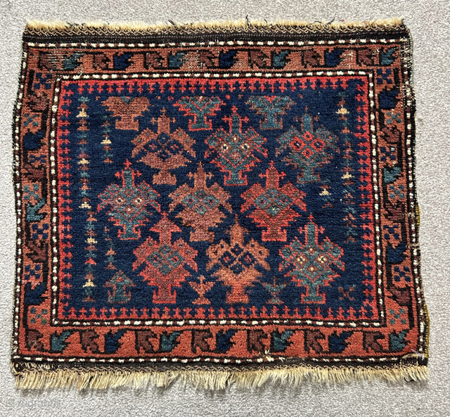  Nice early Timuri Baluch bag face pre 1880 great wool quality and natural dyes size 64 x 56 cm.  Available £500 + shipping
lloydandy@hotmail.com        