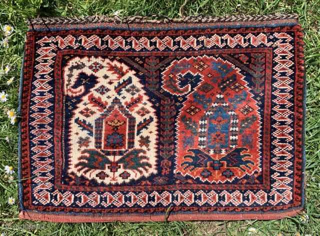 Botehlicious !  Sweet antique Afshar chanteh fine weave velvet like wool excellent condition sides have been rebound at some stage original back reduced price £650       