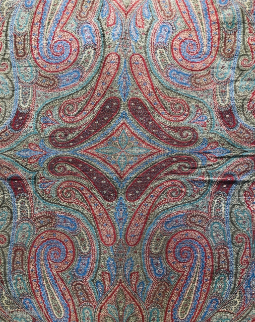 Antique French jacquard loom woven “Paisley “ shawl 
19 c.  Unusually this one is in mint condition size 315 x 150 cm          