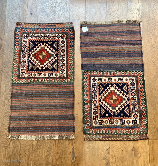 superb pair of antique Luri saddle bags with original backs excellent condition great wool and colours each approx 109 x 58 cm           