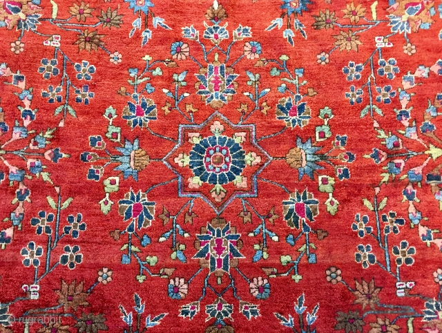 Really lovely antique all silk kashan rug ca 1880 natural dyes very fine but unfortunately cracking around outside borders and has two splits and a worn fold.  It is lightly tacked  ...