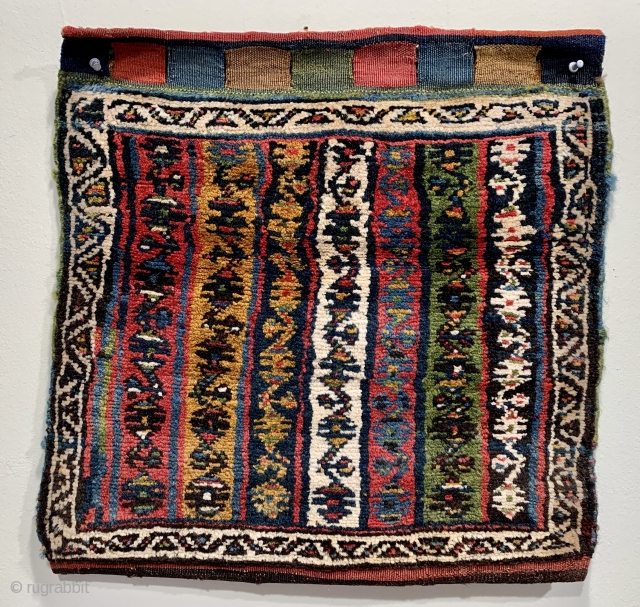 Pile bag possibly made by Kurds in the Bijar area late 19 c
Excellent condition original back great wool with glowing natural dyes 
53 x 51 cm       