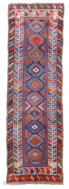 Antique and very original GENDGE Caucasian runner rug, 1920 (Caucasus)

Good condition

11,7’ x  3,8’

(355 x 112 cm)

Wool and cotton (entirely handmade)

            