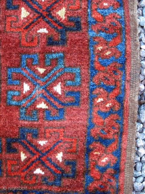 Ersari ensi, worn and torn, holes and tears, wonderful colours apart from a hot red: lovely blues, baby duck yellow... remnants of kilim, a gouge at a corner and opposite another "repaired"  ...