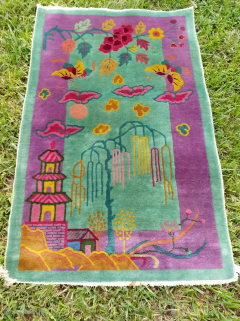 Don't look at this cover photo, a true display of this beauty is in the last two pictures inside. A beautiful 3x4.10 Vintage Deco Chinese with extraordinary abstract trees and cloud-bands on  ...