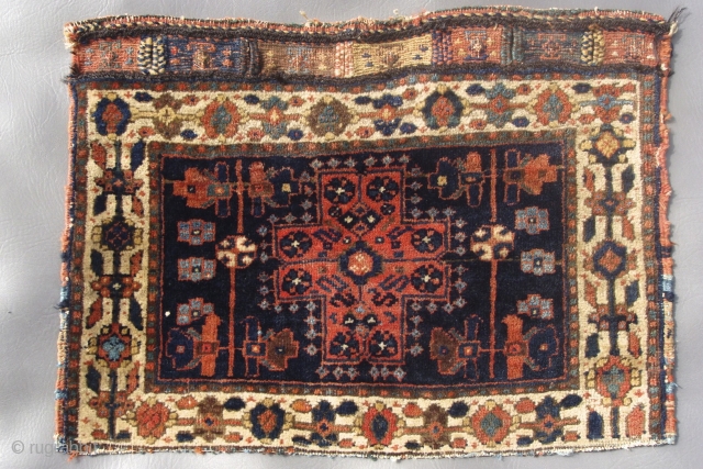 Afshar bagface with very unusual field and border. 16" x 22".See better picture within                   