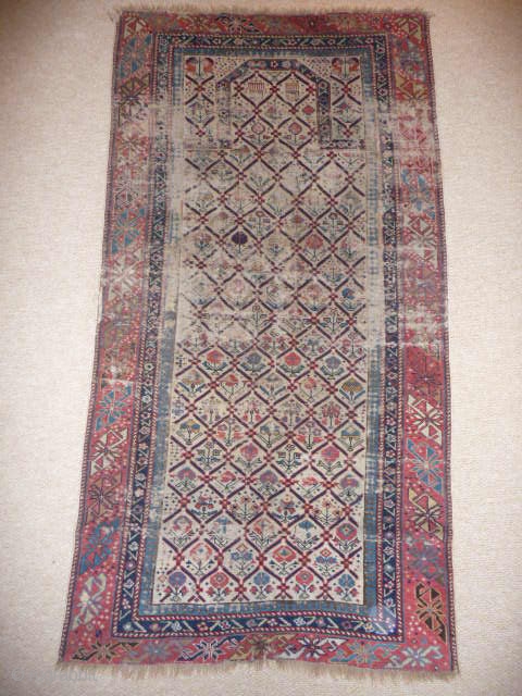  SOLD Shirvan prayer rug c.1850 ; 5ft2ins. x 2ft9ins. An early and beautiful rug.                  