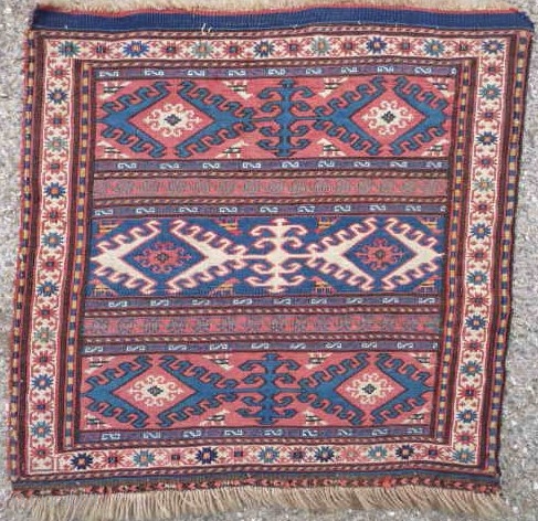 A superb south Caucasian soumac bagface in excellent condition. This weaving acquired from an private English collection is illustrated in John Wertimes book Sumak Bags published in 1998.     