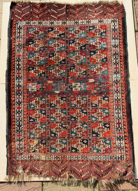Antique & Rare Yomut Kotchak style rug with lot of silk which is light purple or pink. I could say end 19th century, even thought the condition is not good but it ...